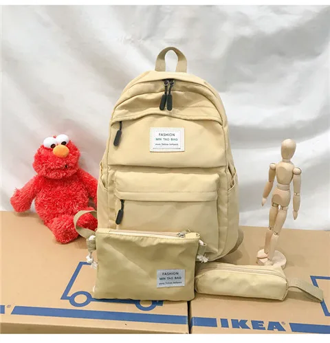 Нейлоновый женский рюкзак, Одноцветный рюкзак Mochilas, женская сумка на плечо для девочки-подростка, школьная сумка, рюкзак