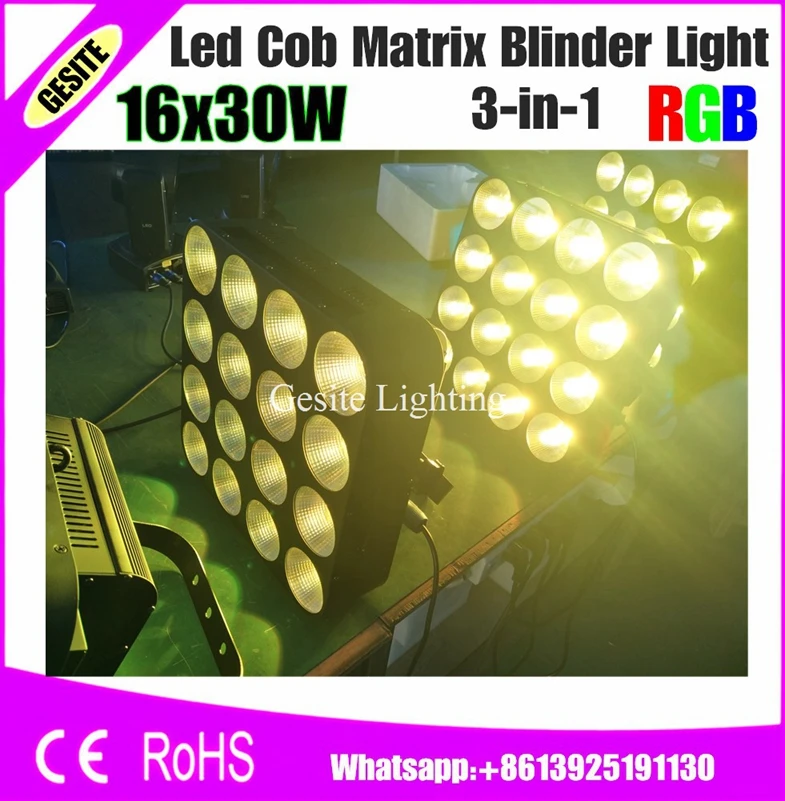 16 головок светодиодная матричная лампа 16x30 Вт RGB 3в1 три цвета COB DMX матрица мигалка