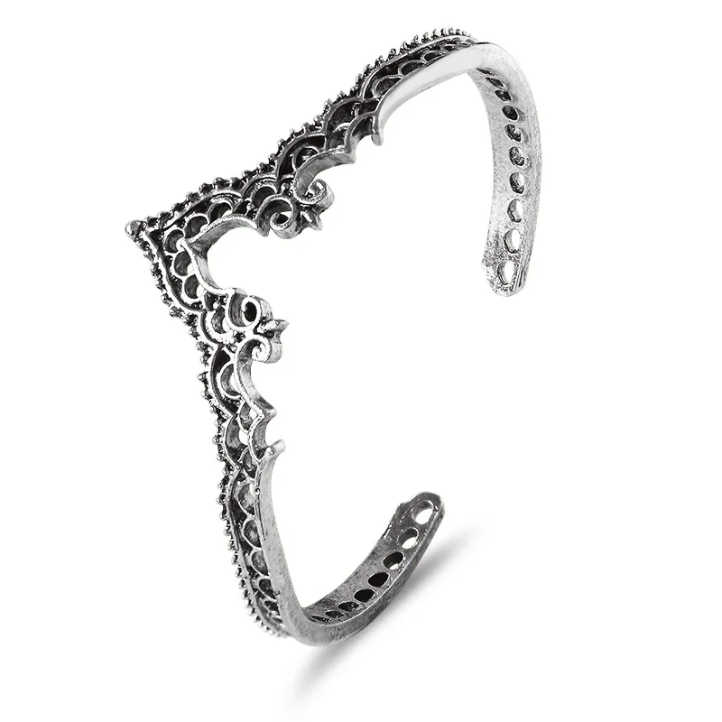 Женские винтажные браслеты на запястье открытые серебристого цвета в богемном