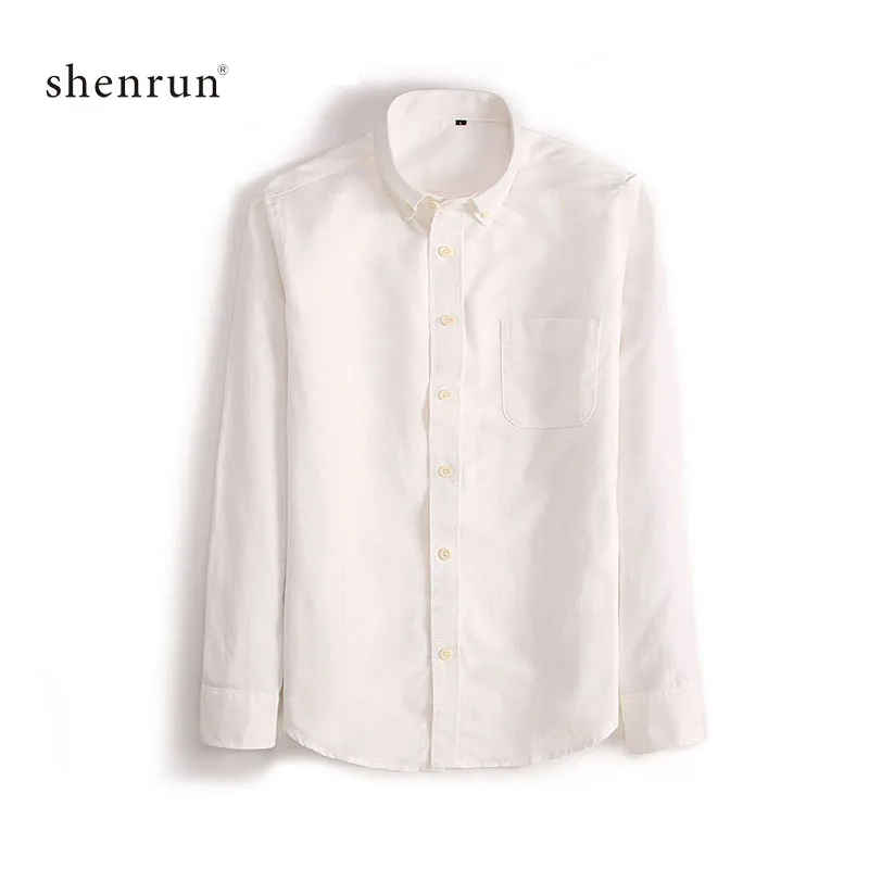 Shenrun 2019 Мужская рубашка с длинным рукавом удобная мягкая Модная белая серая