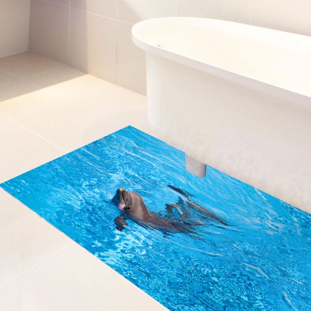 3D Дельфин противоскользящие износостойкие напольные наклейки плитки