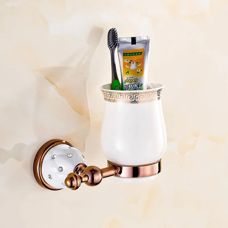 Латунные держатели для зубных щеток с керамическим держателем|brass toothbrush holder|gold