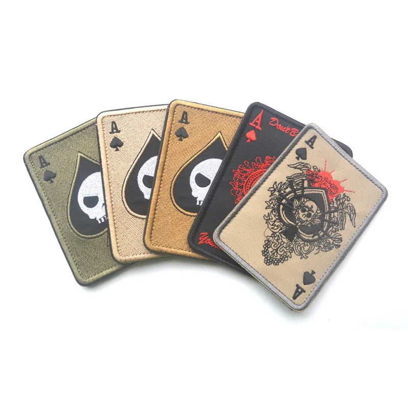 Череп головы Покер патч удивительный Тактический значок 3D вышитый Американская