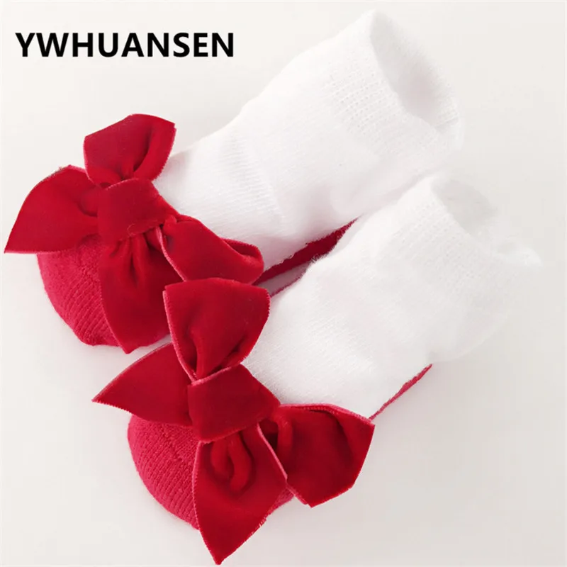 Осенне зимние носки YWHUANSEN для маленьких девочек с бантиком хлопковые весенние