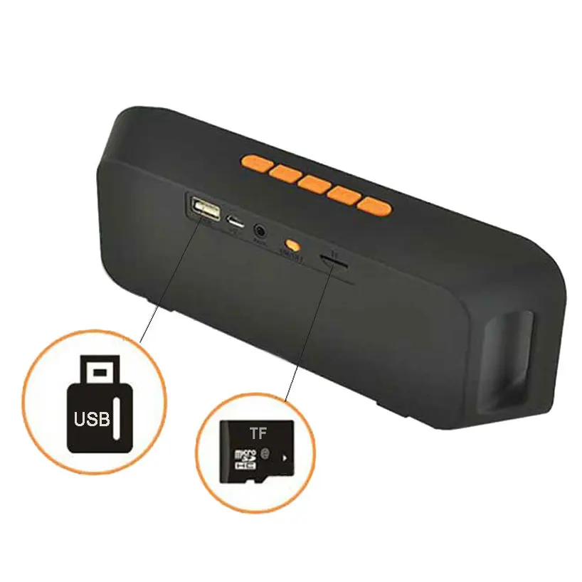 Стерео Портативная Bluetooth колонка с двумя басами для спорта FM радио картой RadioTF USB