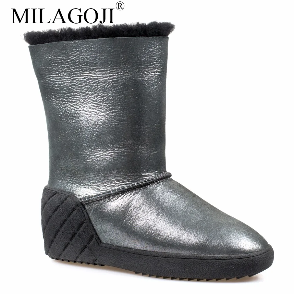 Топ с натуральным мехом Зимние сапоги из натуральной кожи женская обувь milagoji