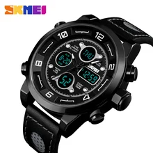 SKMEI Men Sports Digital Countdown Fitness Watch Three Time Chronograph Stopwatch Dial Clock Electronic Relogio