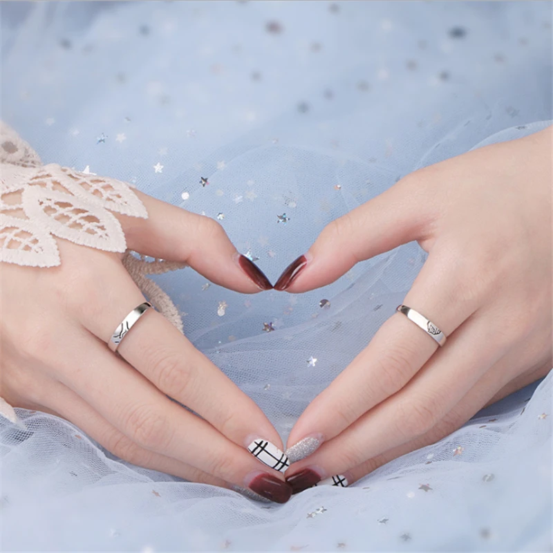 Кольца для пар Anillos Anel Masculino тибетские серебряные кольца открытые влюбленных