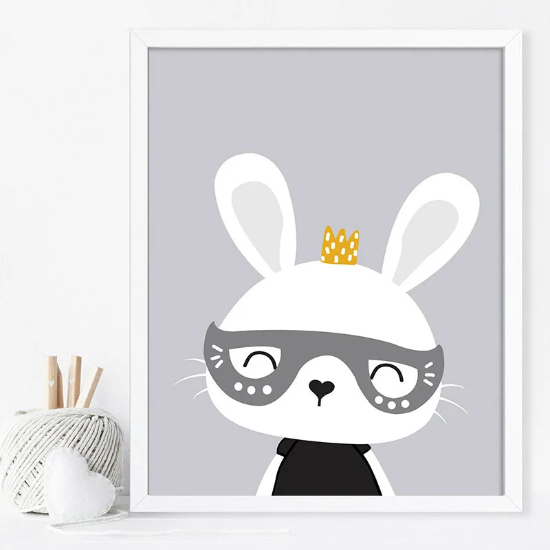 Милый кролик стены искусства холст плакаты и принты мультфильм картина