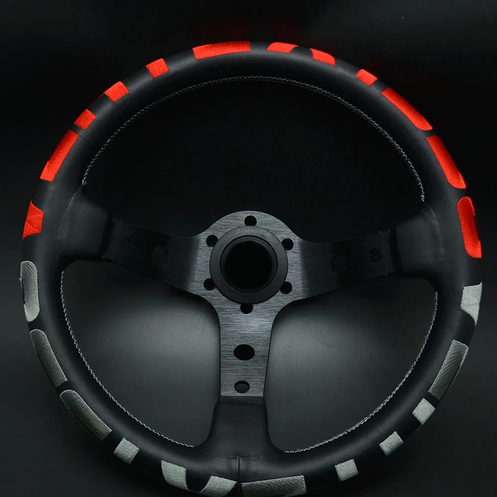 Red Универсальный 12,5 дюймов 320 мм JDM спортивный гоночный руль кожаный гоночный спортивный авто автомобиль - Цвет: Red