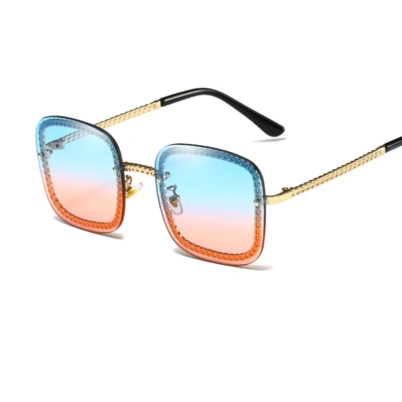 

rimless sunglasses Brand Designer Square Women Sunglasses 2019 New metal frame Luxury Gradient Ladies Eyewear Vintage
