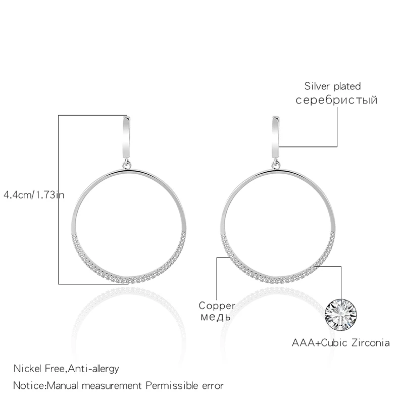 Популярные полукруглые хрустальные круглые висячие серьги из розового золота с