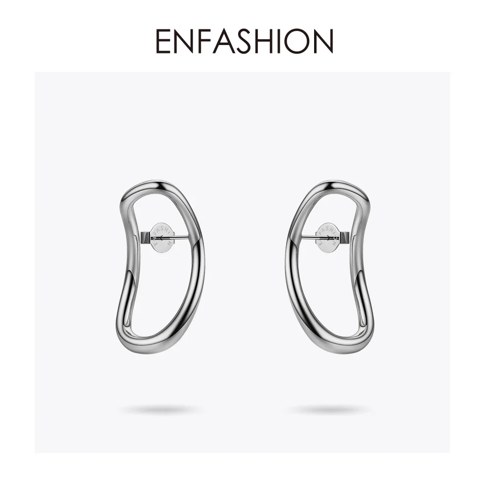 Silver color ENFASHION панковские геометрические кривые серьги-гвоздики для женщин золотого цвета трехмерные серьги Модные ювелирные изделия Oorbellen EC191026 - Окраска металла: Silver color