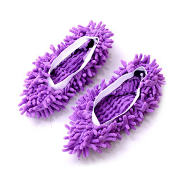 2 pcs purple Тапочки из микрофибры для уборки полов; тапочки без застежки; Швабра; моющие тапочки для уборки окон; домашняя тряпка; чистящие тапочки из микрофибры - Цвет: 2 pcs purple