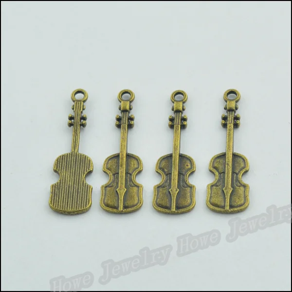 Оптовая продажа 100 шт винтажные подвески Кулон гитара Античная бронзовая