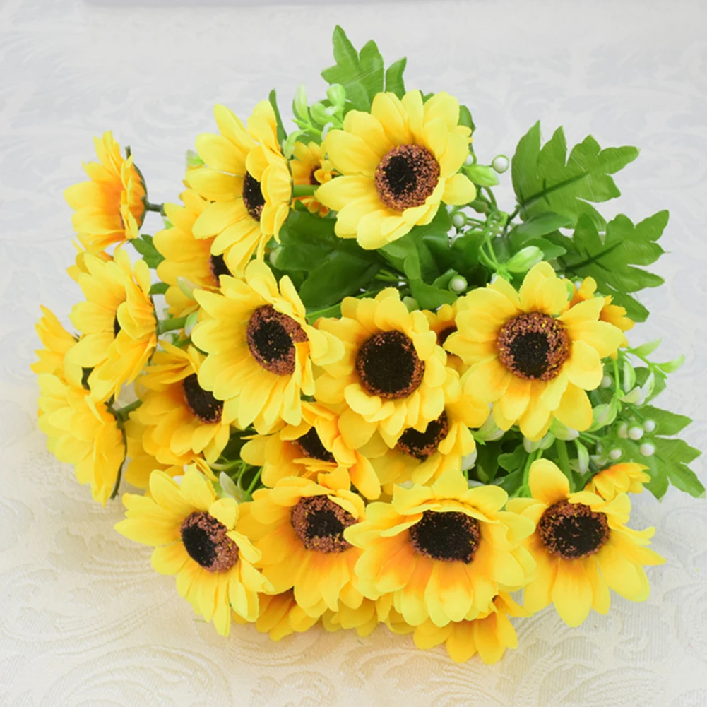 6Pcs sunflowers artificial flowers garden home living room decorative For Weeding Part | Дом и сад