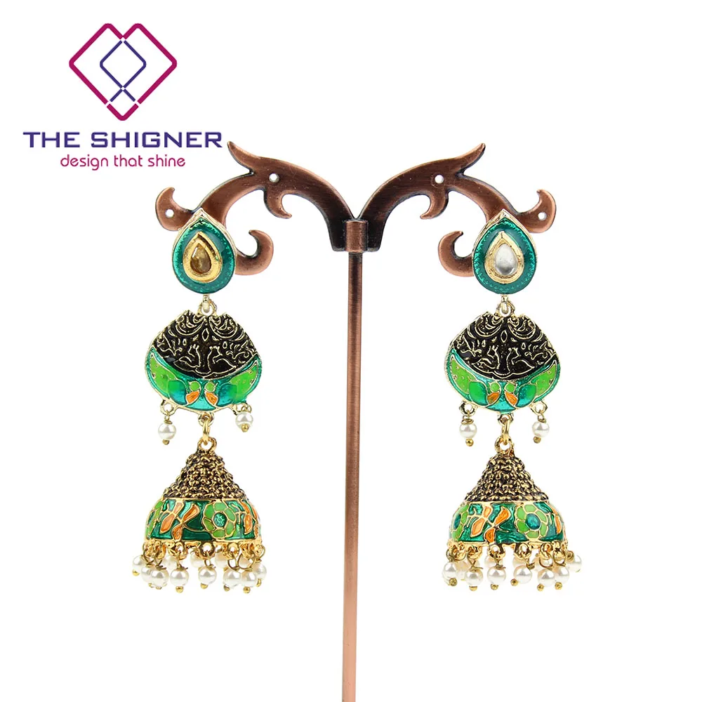 Традиционное ювелирное изделие в индийском стиле chandali Jhumka Jhumki серьги с эмалью