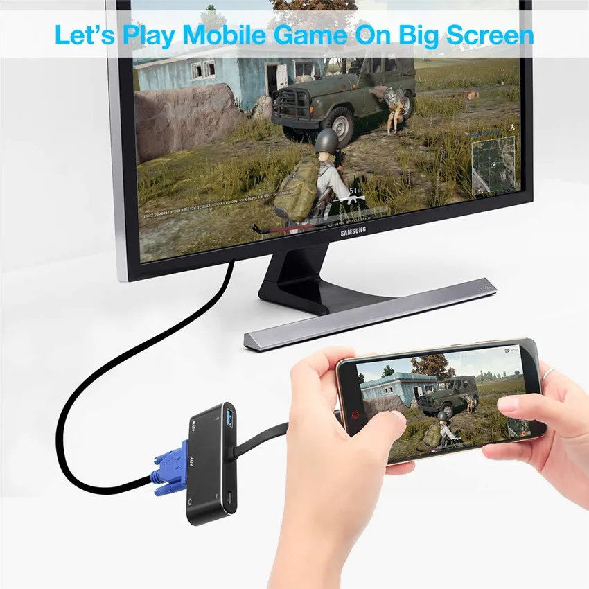 Usb концентратор для HDMI 4K адаптер VGA USB3.0 5 в 1 конвертер USB Type C с разъемом 3 мм быстрой