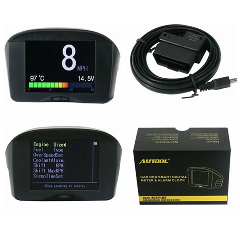 AUTOOL X50 Plus автомобильный OBD HUD Дисплей с мультифункциональным цифровым измерителем