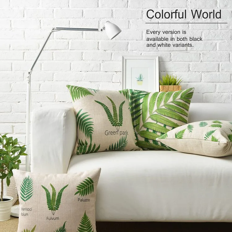 Тропические растения пальмовых листьев Чехлы белье зеленый Декоративные