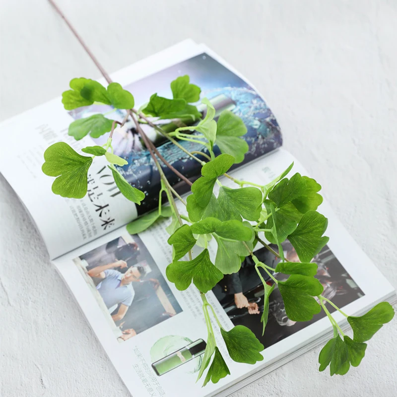 Зеленые листья Ginkgo для оформления свадебной фотосессии|Искусственные растения| |
