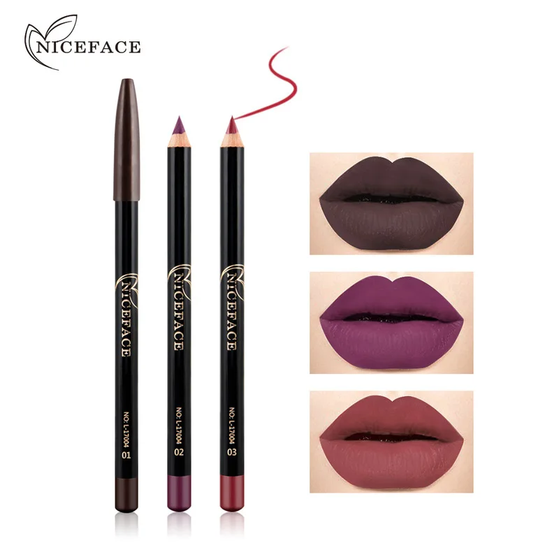 

12 Colors Cosmetic Lipstick Pen Matte Long Lasting Pigments Waterproof Lady Charming Lip Liner Contour Makeup Lipstick Tool