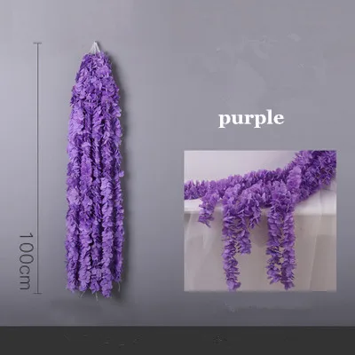 purple CHUXIN, искусственный цветок, свадебная Гортензия, лоза, цветок, струна, сделай сам, свадебное украшение для потолка, искусственный цветок из ротанга - Цвет: purple