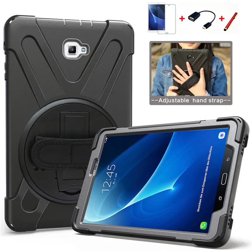 Чехол для samsung Galaxy Tab a 10,1 t580 T585 T580N, для планшета, для детей, безопасный, противоударный, бронированный, твердый чехол+ ремешок на руку и шейный ремень
