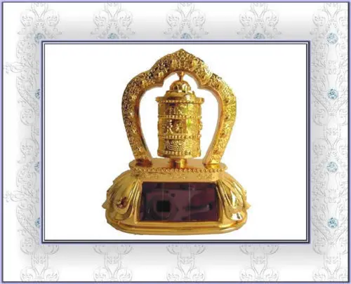 

OM MANI Prayer Wheel Solar ( Gold ) feng shui X9018