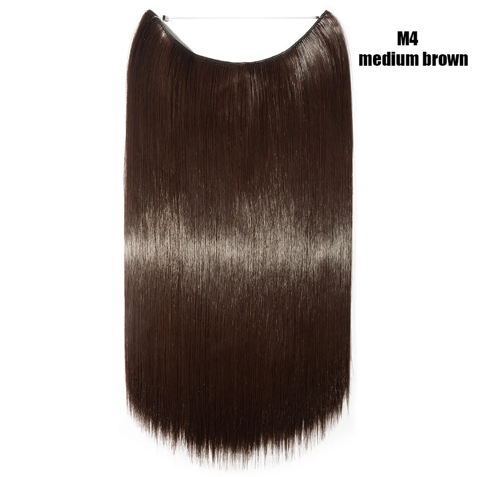 medium brown S-noilite прямые рыбий линии волосы для наращивания секретные невидимые Шиньоны Длинные Синтетические поддельные волосы без зажима в один кусок для женщин - Цвет: medium brown