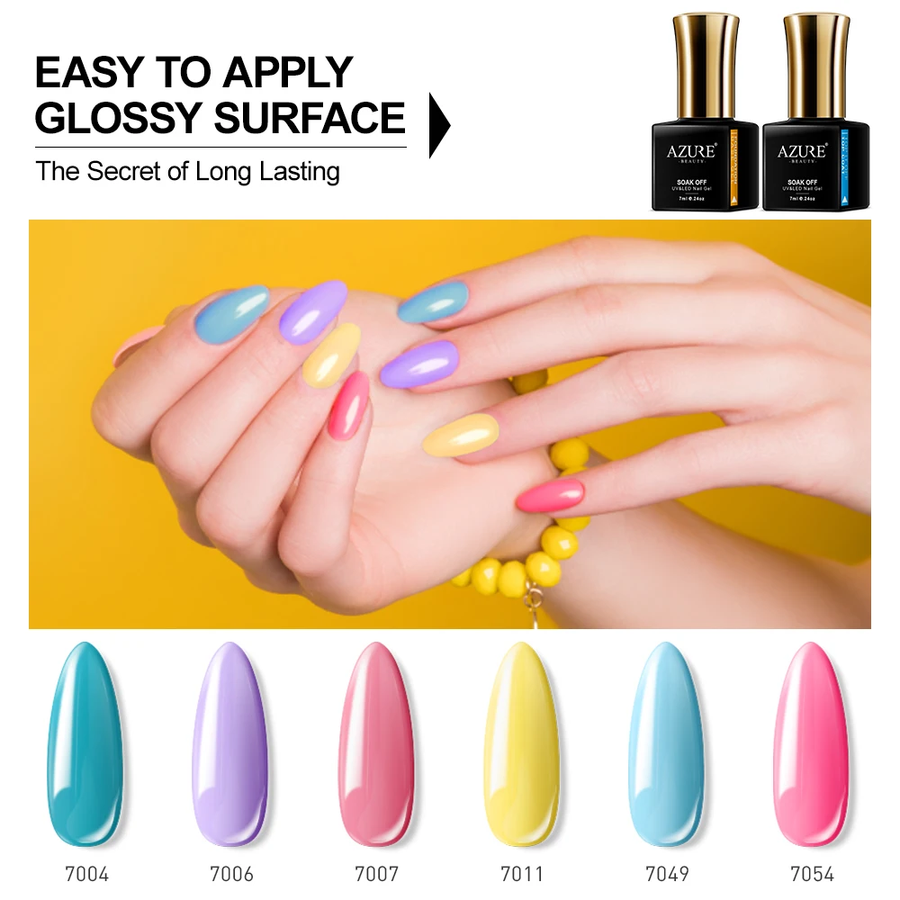 Azure beauty 6 шт./лот замачиваемый УФ гель для ногтей набор серия с блестками