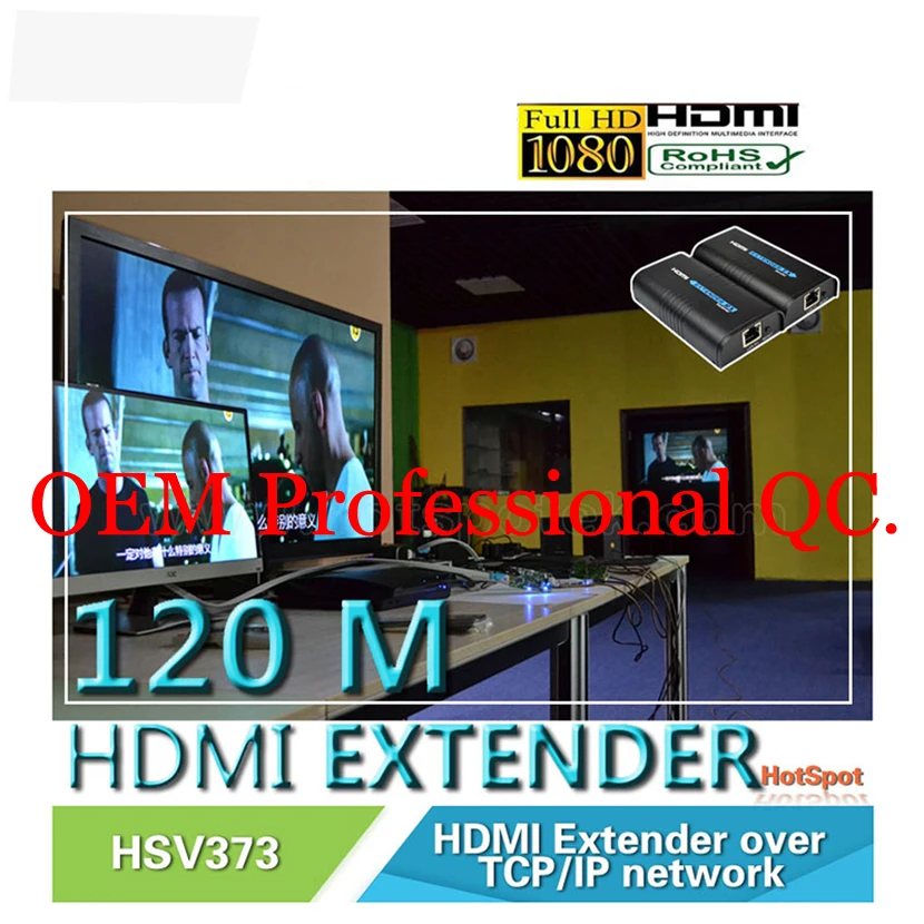 YUMQUA HDMI удлинитель передатчик по TCP/IP UTP/STP CAT5e/6 LAN приемник Поддержка 1080p @ 60 Гц HSV373