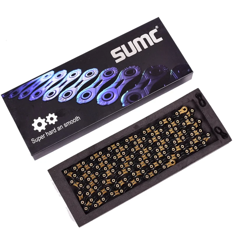 SUMC SX11SL велосипедные цепи 116L 11 цепь для скоростного велосипеда с MissingLink для Mountain/стержень запчасти для велосипеда оригинальной коробке - Цвет: 11SL black gold