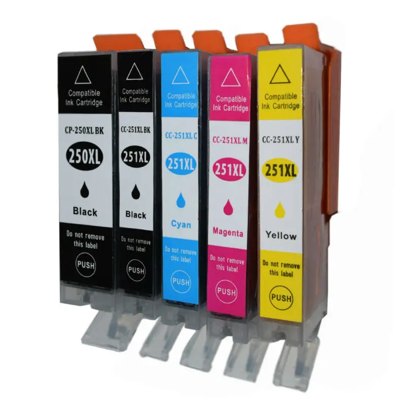 5PK PGI-250 CLI-251 Совместимый картридж для canon PIXMA MG5420 IP7220 MX722 MX922 MG5520 MG6420 MG5620 MG6620 MG5522 iX6820 |