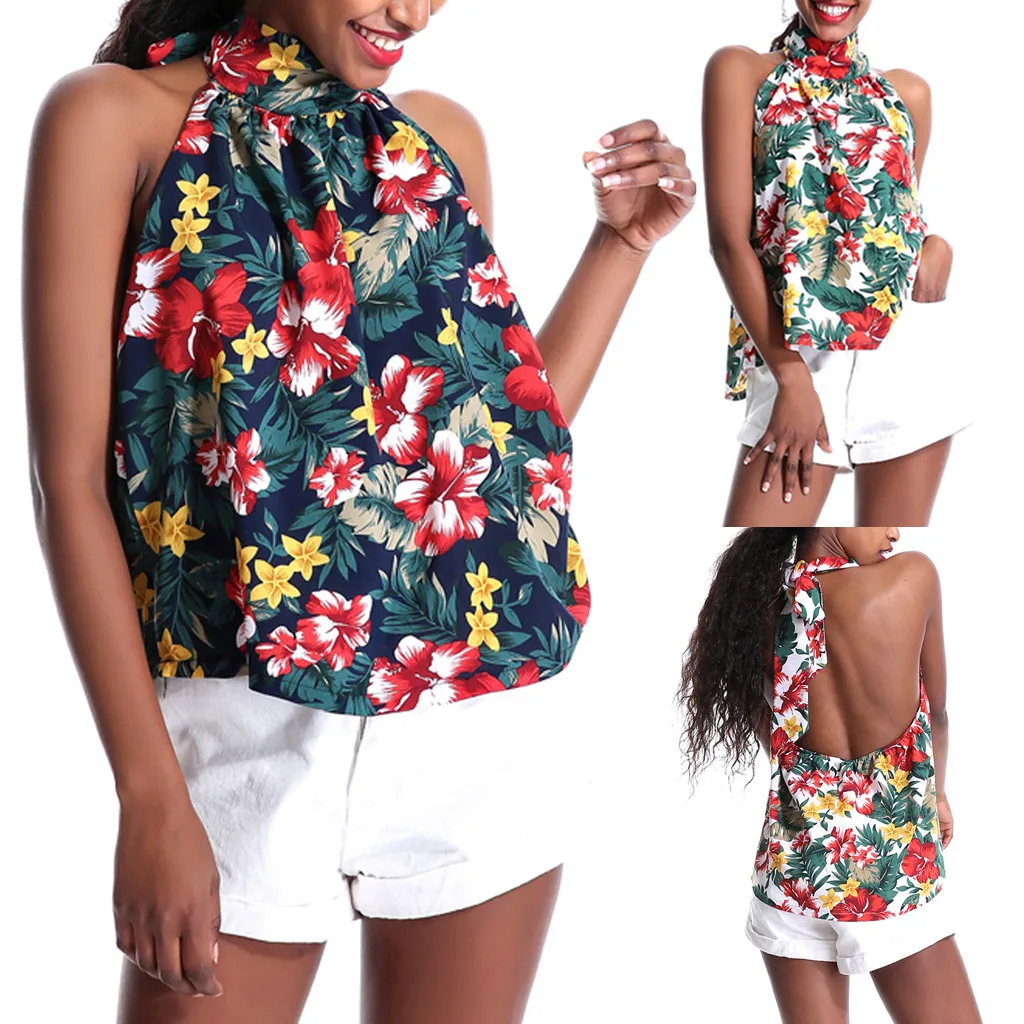 Летняя Модная Повседневная Блузка без бретелек с цветочным принтом в стиле бохо