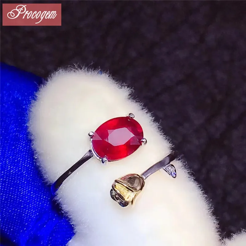 Натуральные рубиновые кольца для женщин 6x8 мм 1.55Ct из натурального драгоценного камня 925 пробы Свадебные украшения для помолвки#49