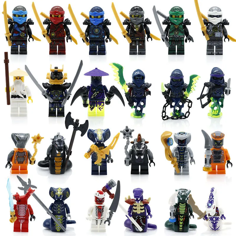 24 шт. экшн-Фигурки игрушки Ninjagoes герои фигурки Kai, jay, Cole Zane Ллойд с оружием Ninjagoes фигурка строительные блоки игрушки - Цвет: 24pcs-12bag