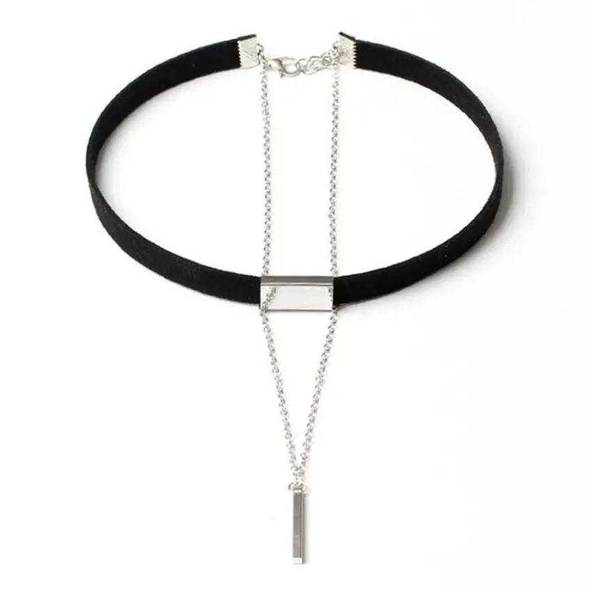 Black Silver Новинка, черное бархатное колье, ожерелье, Золотая цепочка, чокеры, чокеры, ожерелье для женщин, колье, ras du cou - Окраска металла: Black Silver