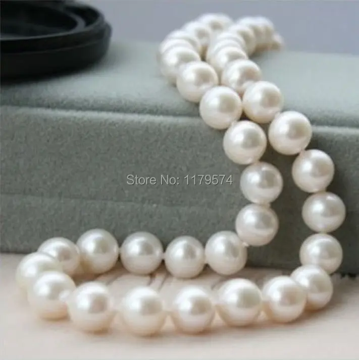 

new 9-10mm White Akoya Cultured Pearl free Necklace 18 "AAA beads jewelry making YS0327