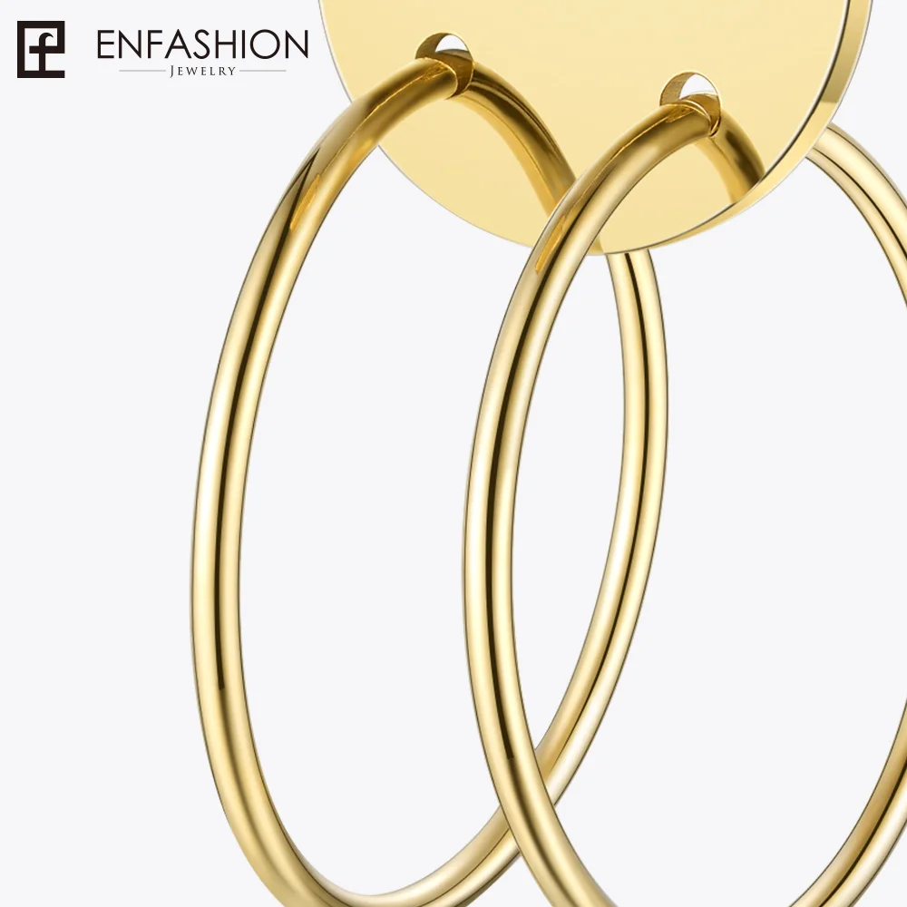 Enfashion круг линии длинные висячие серьги золотистого цвета женские с большой