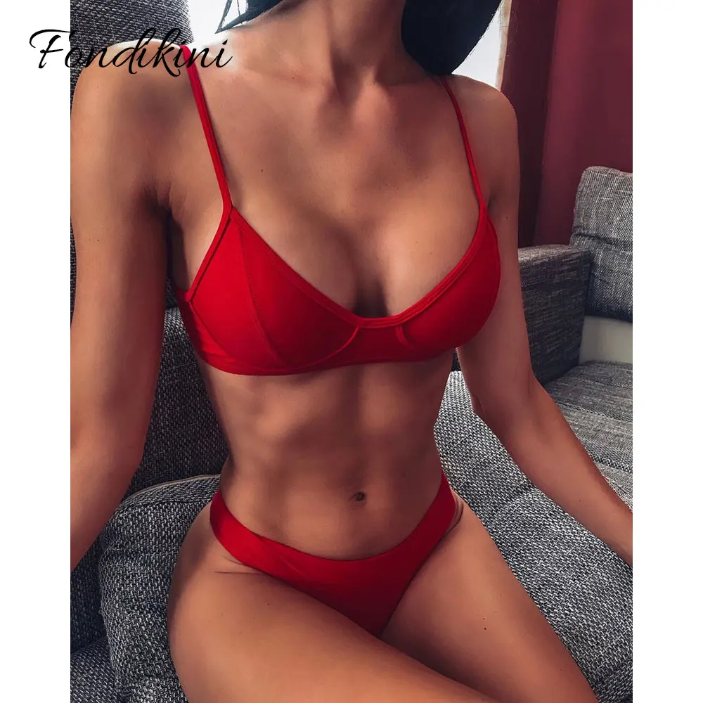 2019 бикини женский купальник сексуальная одежда для плавания Женский Одноцветный