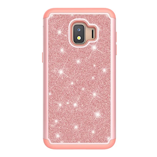 Rose Gold Чехол для samsung Galaxy J2 Core, блестящий двухслойный PC силиконовый чехол для телефона, чехол для samsung J2 Core, аксессуары - Цвет: Rose Gold
