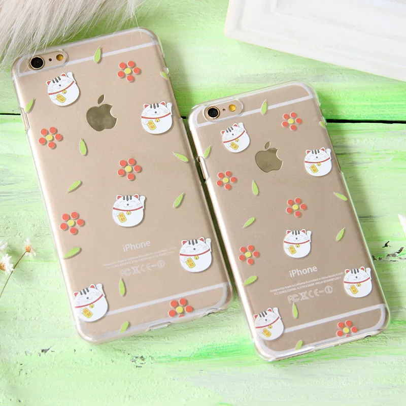 Милый чехол для телефона Lucky Cat мягкий из ТПУ iPhone 6 s plus 7 7plus 8 8plus iphone Fundas | Мобильные