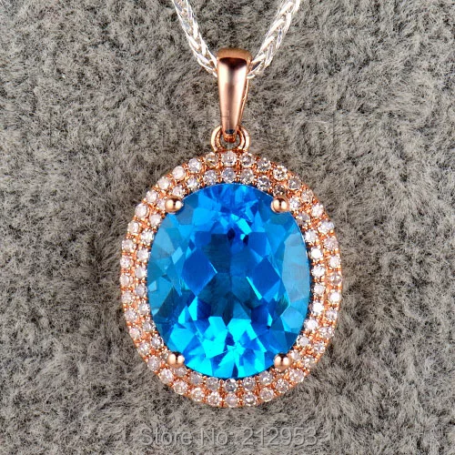 Новый Винтажный Овальный Кулон из розового золота 14Kt 10х12 мм с натуральным темным
