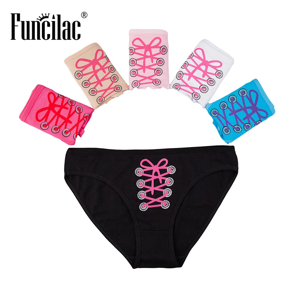 FUNCILAC женское нижнее белье однотонные хлопковые трусы с милым принтом 5
