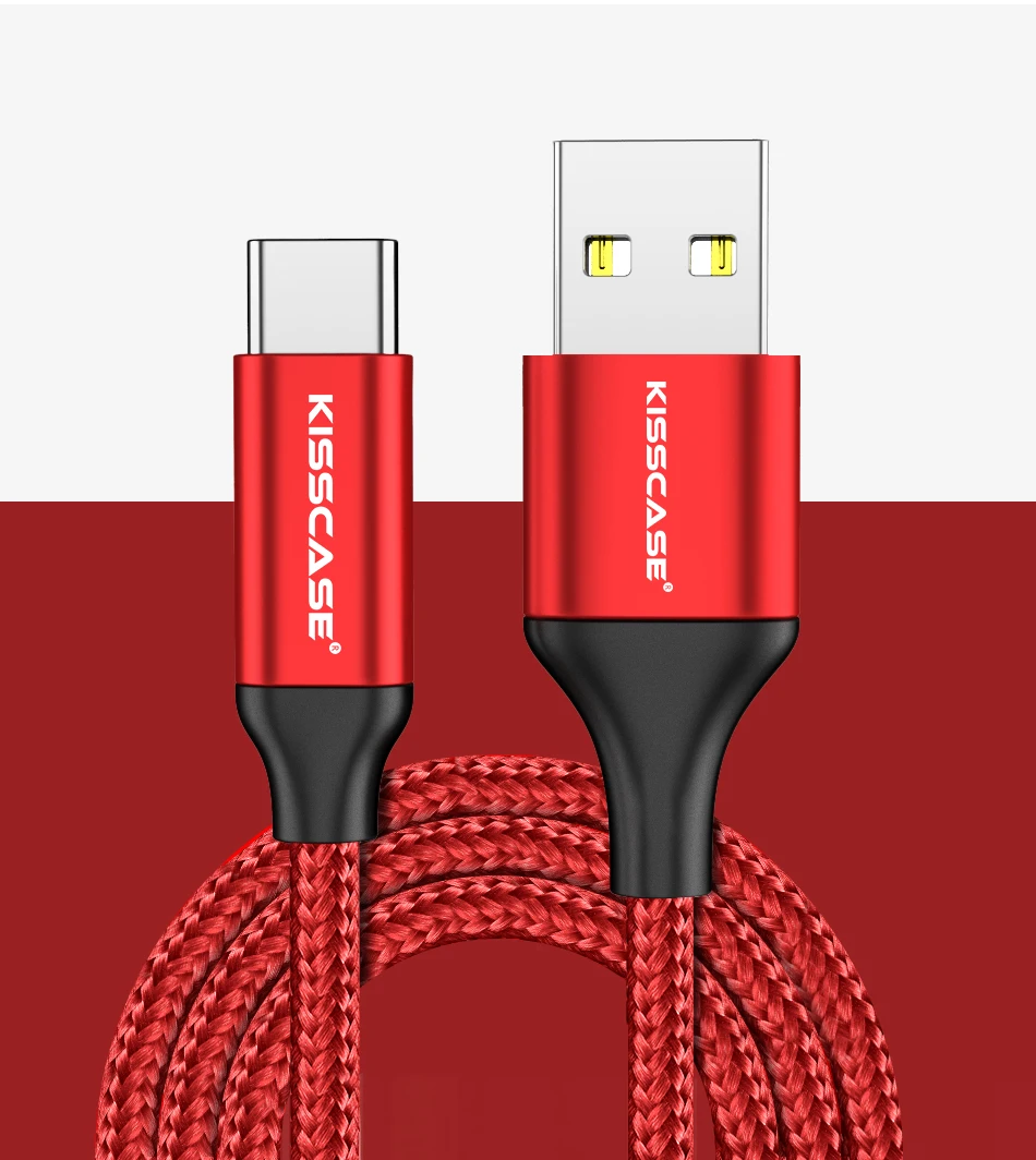 KISSCASE 3A Тип usb C кабель для Xiaomi Redmi Note 7 USB-C мобильный телефон для быстрой зарядки Тип-C кабель для samsung Galaxy S10 S9 S8 кабель зарядки