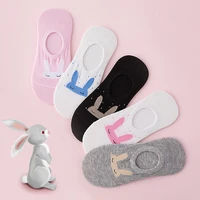 ear rabbit invisible short woman sweat comfortable cotton girl boat socks ankle silicon gel low female hosiery 1pair2pcs ws167