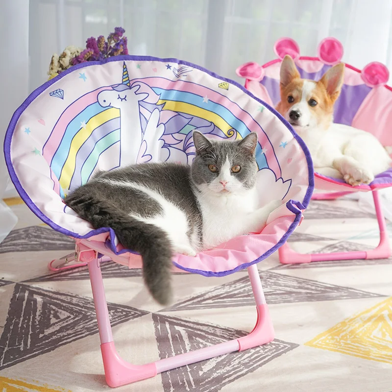 Cool cat cute cartoon chair Summer pets collapsible chair and folding sleeping dog bed house best selling pet supplies