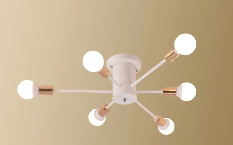 white with goldhoder 85-265 в E27 полувстраиваемая люстра винтажный Светодиодный промышленный светильник Эдисона 6 8 10 люстра светильник белый черный - Цвет абажура: white with goldhoder