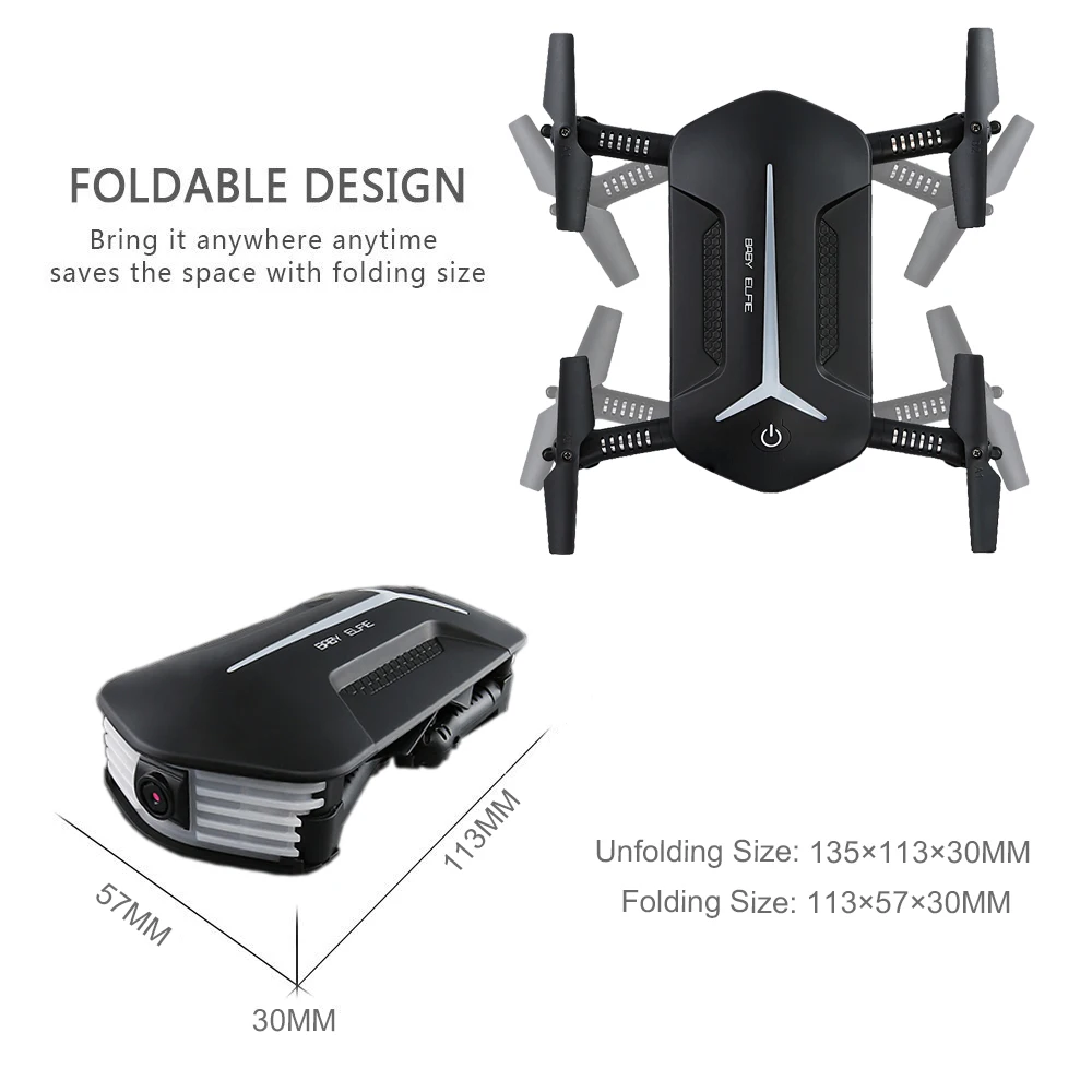 JJRC H37 мини детский Elfie селфи Дрон с HD камерой Wifi FPV g-сенсор RC высота удержания